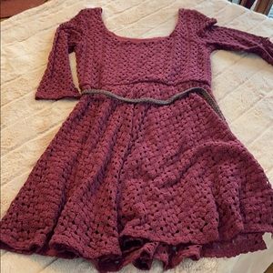 Crochet maroon dress